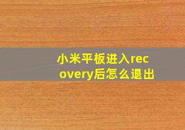 小米平板进入recovery后怎么退出