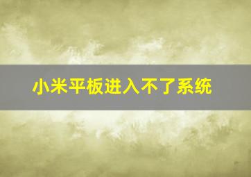 小米平板进入不了系统