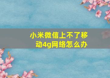 小米微信上不了移动4g网络怎么办