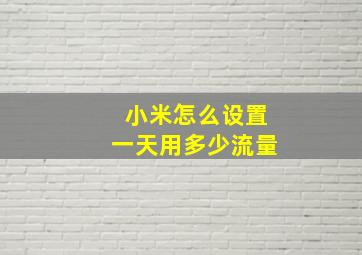 小米怎么设置一天用多少流量