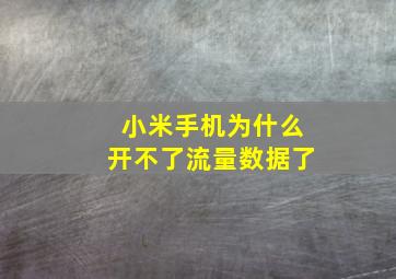 小米手机为什么开不了流量数据了