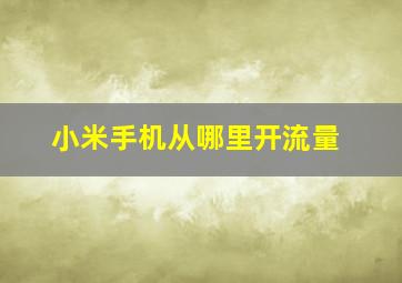 小米手机从哪里开流量