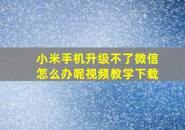 小米手机升级不了微信怎么办呢视频教学下载