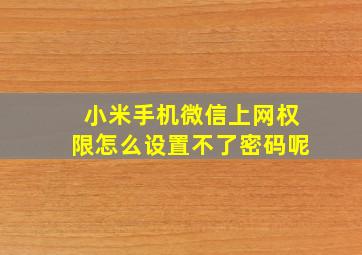 小米手机微信上网权限怎么设置不了密码呢