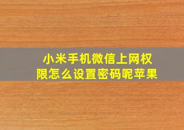 小米手机微信上网权限怎么设置密码呢苹果