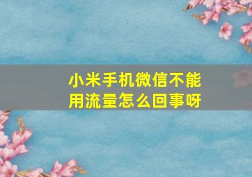 小米手机微信不能用流量怎么回事呀