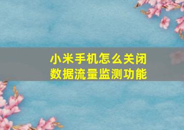 小米手机怎么关闭数据流量监测功能