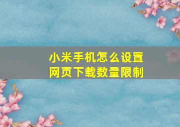 小米手机怎么设置网页下载数量限制