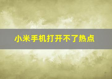 小米手机打开不了热点