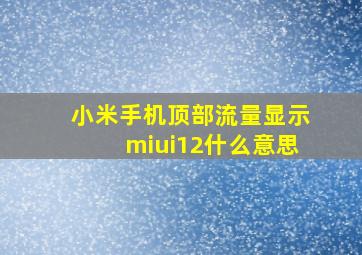 小米手机顶部流量显示miui12什么意思