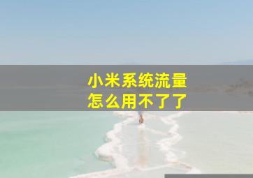 小米系统流量怎么用不了了