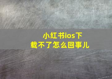 小红书ios下载不了怎么回事儿