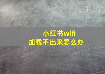 小红书wifi加载不出来怎么办