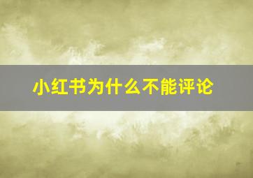 小红书为什么不能评论