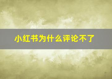 小红书为什么评论不了