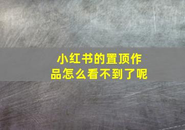 小红书的置顶作品怎么看不到了呢