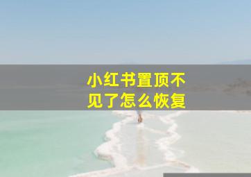 小红书置顶不见了怎么恢复