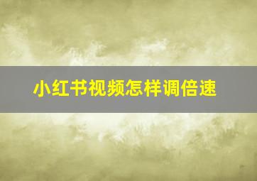 小红书视频怎样调倍速