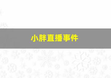 小胖直播事件