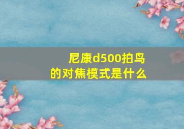 尼康d500拍鸟的对焦模式是什么