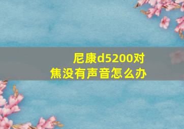 尼康d5200对焦没有声音怎么办