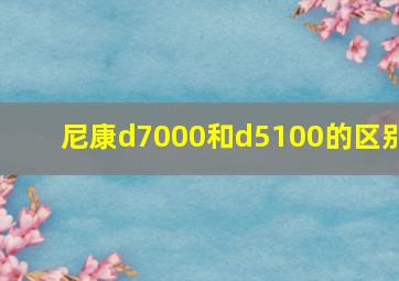 尼康d7000和d5100的区别