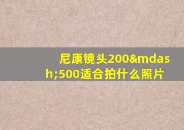 尼康镜头200—500适合拍什么照片