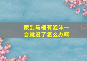 尿到马桶有泡沫一会就没了怎么办啊