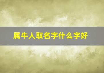 属牛人取名字什么字好