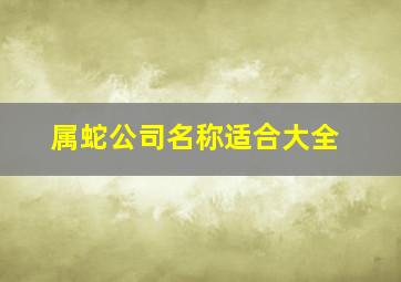 属蛇公司名称适合大全