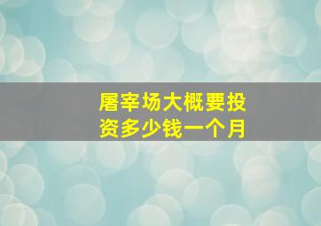 屠宰场大概要投资多少钱一个月