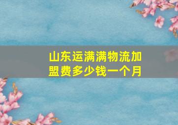 山东运满满物流加盟费多少钱一个月