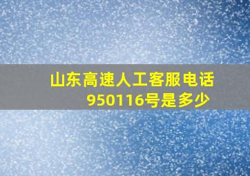 山东高速人工客服电话950116号是多少