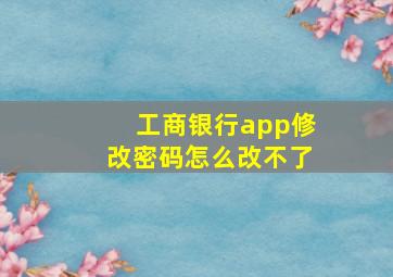 工商银行app修改密码怎么改不了