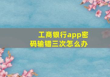 工商银行app密码输错三次怎么办