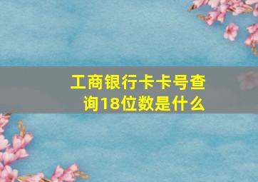 工商银行卡卡号查询18位数是什么