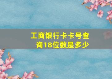 工商银行卡卡号查询18位数是多少