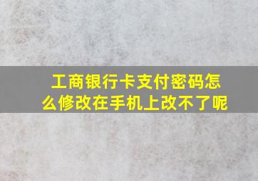 工商银行卡支付密码怎么修改在手机上改不了呢