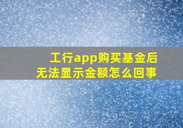 工行app购买基金后无法显示金额怎么回事