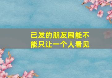 已发的朋友圈能不能只让一个人看见