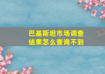 巴基斯坦市场调查结果怎么查询不到