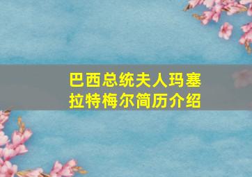 巴西总统夫人玛塞拉特梅尔简历介绍