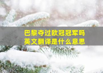 巴黎夺过欧冠冠军吗英文翻译是什么意思