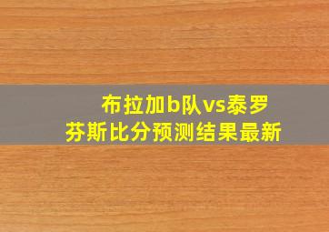 布拉加b队vs泰罗芬斯比分预测结果最新