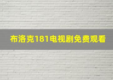 布洛克181电视剧免费观看