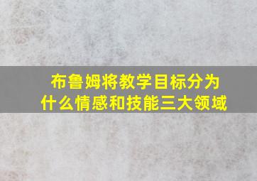 布鲁姆将教学目标分为什么情感和技能三大领域