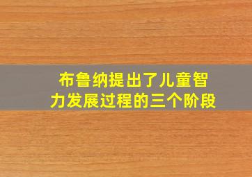 布鲁纳提出了儿童智力发展过程的三个阶段