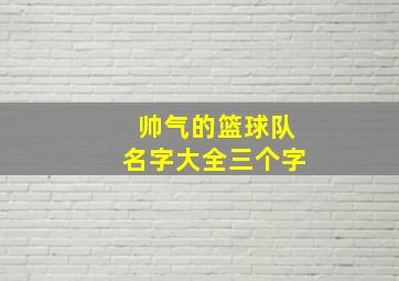 帅气的篮球队名字大全三个字