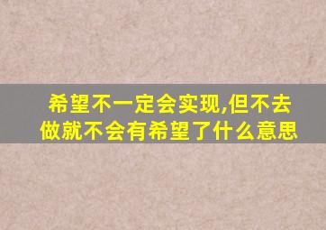 希望不一定会实现,但不去做就不会有希望了什么意思