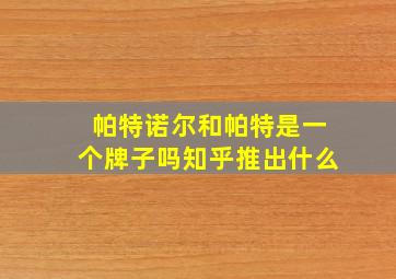 帕特诺尔和帕特是一个牌子吗知乎推出什么